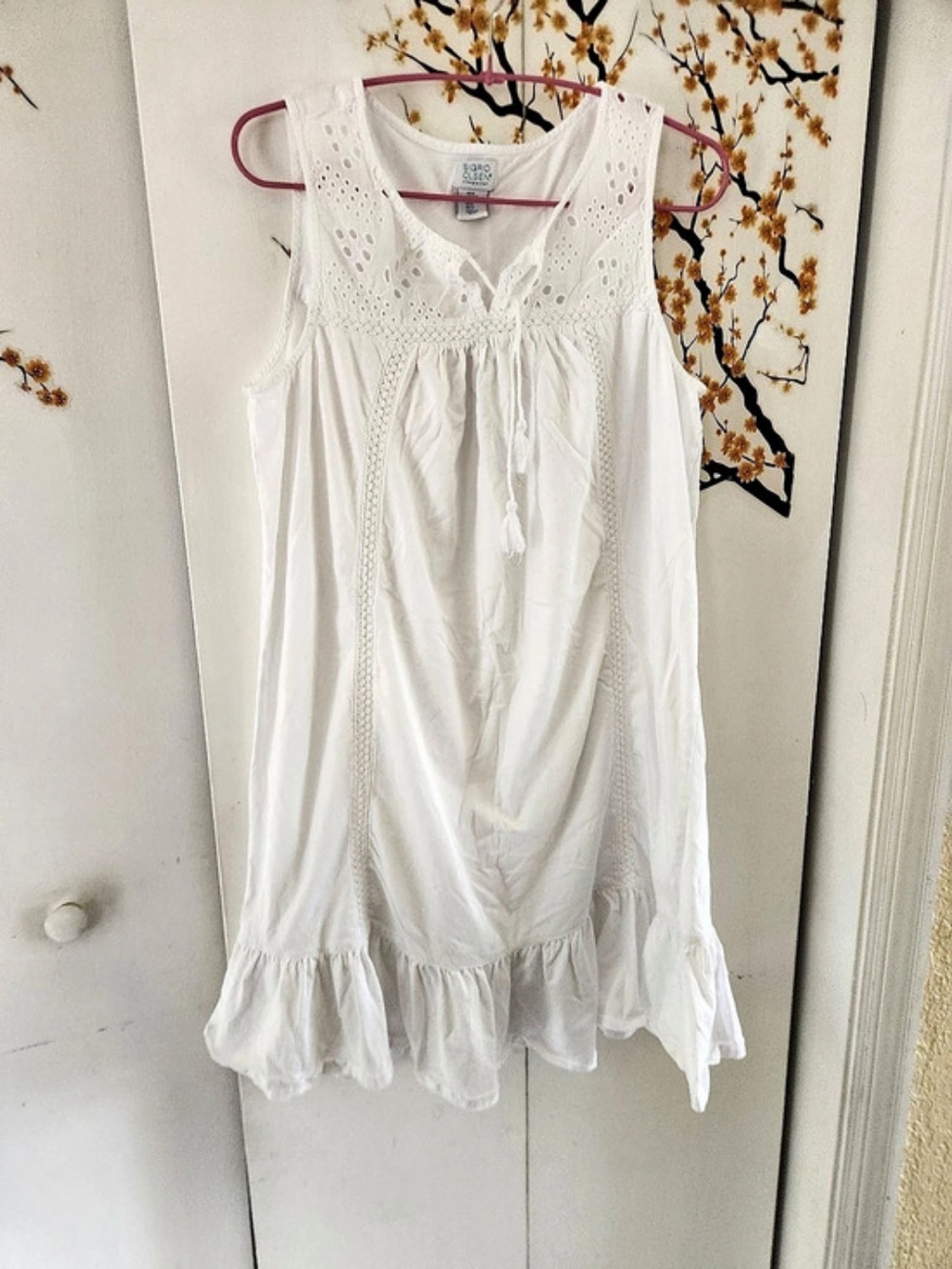 SIGRID OLSEN sleepwear White Eyelet Mini Dress Size Small Like New